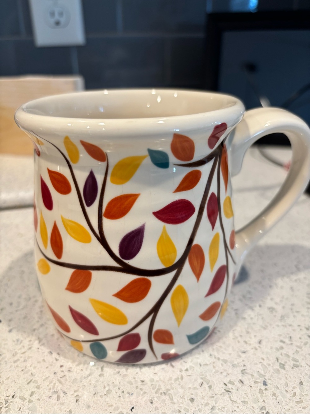 Katie Brown Ceramic Fall Leaf Pattern Coffee Mug